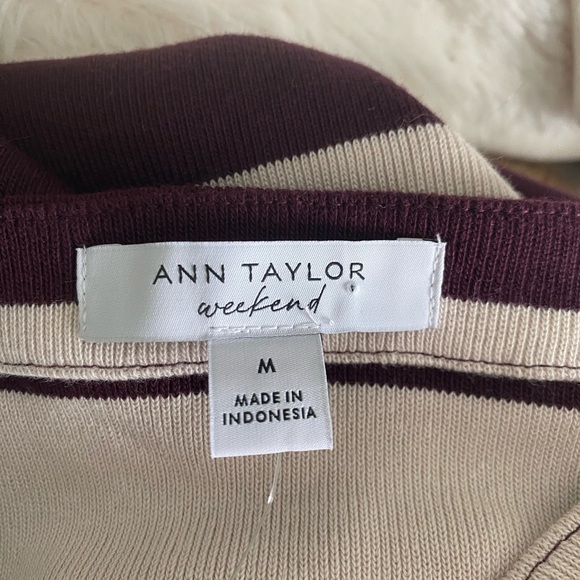Ann Taylor Weekend Striped Ribbed button Top - Picture 12 of 12